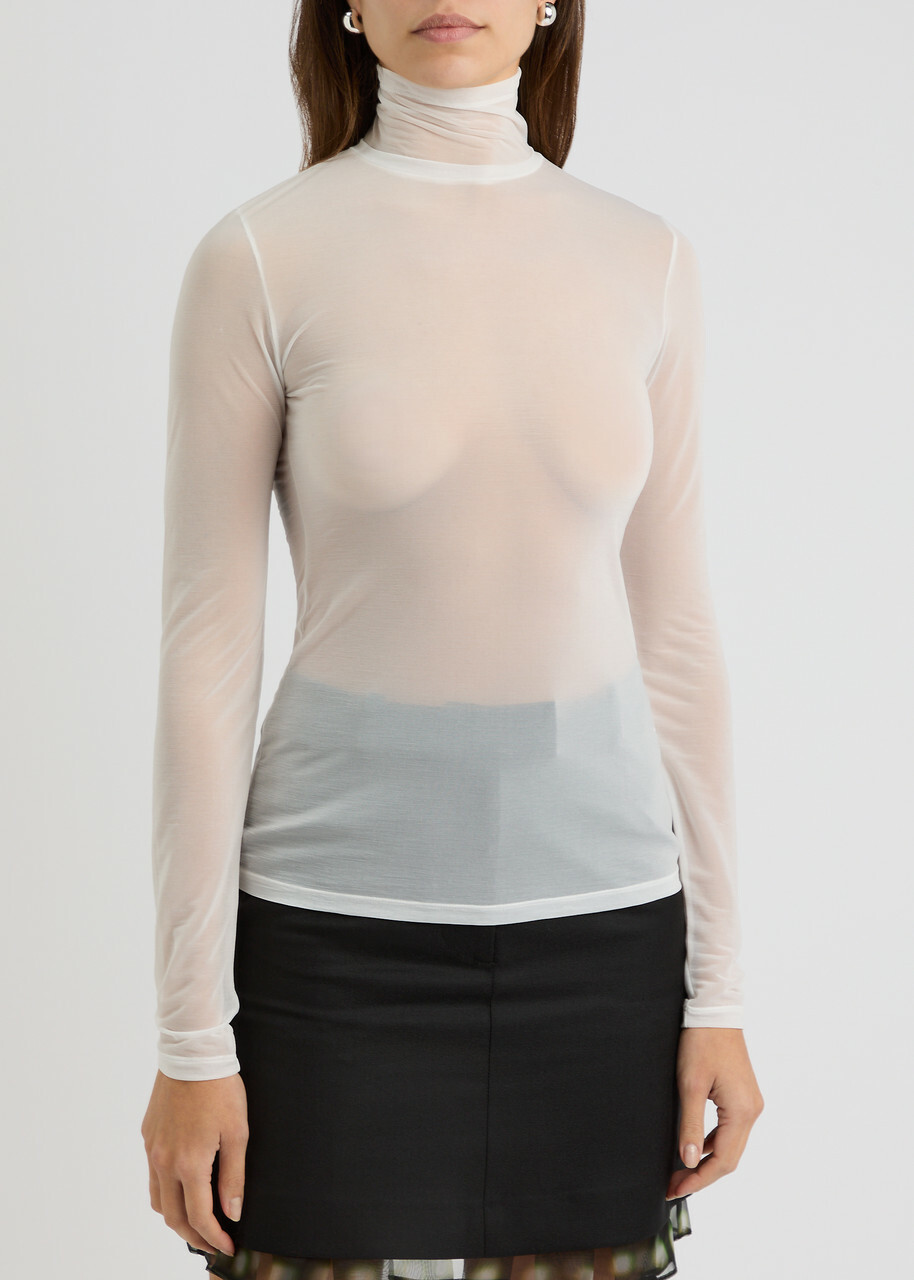 16 Arlington Isse Sheer Chiffon top White