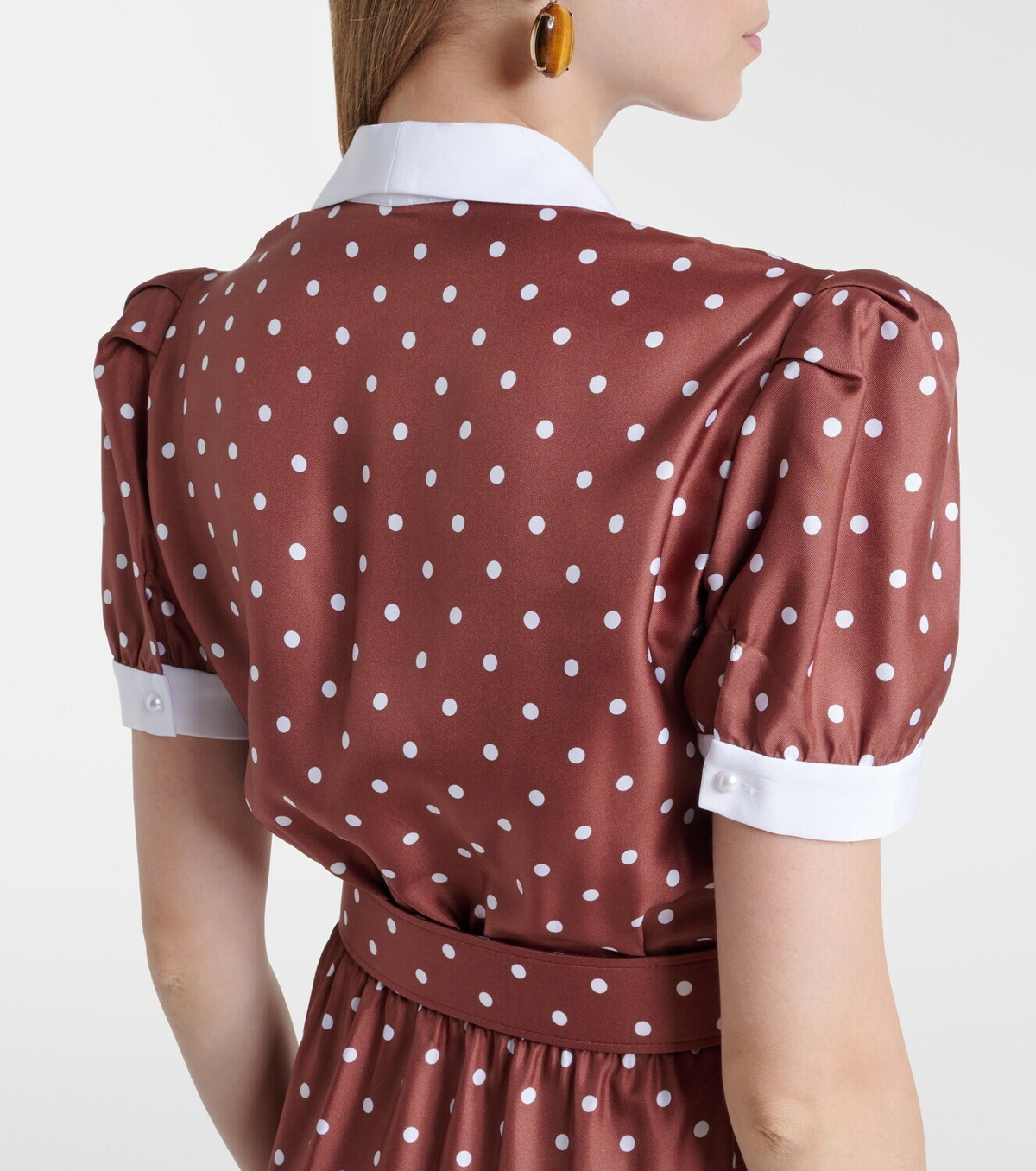 Rodarte Belted polka-dot silk twill midi dress