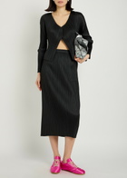 Pleats Please Issey Miyake Pleated Woven Cardigan Black