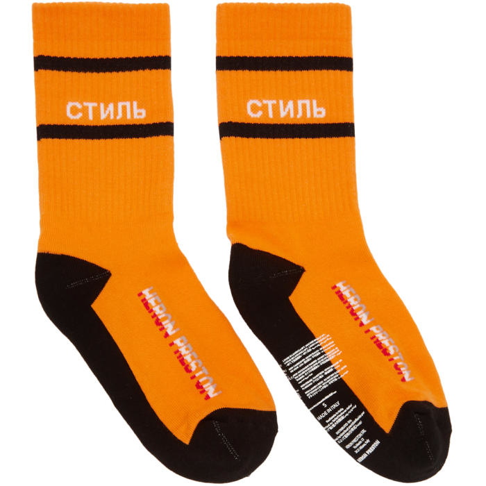 Photo: Heron Preston Orange CTNMB Multi Rib Socks