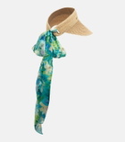 Chloé Silk-trimmed raffia visor
