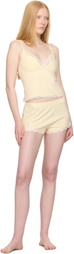 SKIMS Yellow Cotton Jersey Lace Cami & Short Set