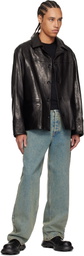 Marine Serre Black Monogram Embossed Boxy Leather Jacket