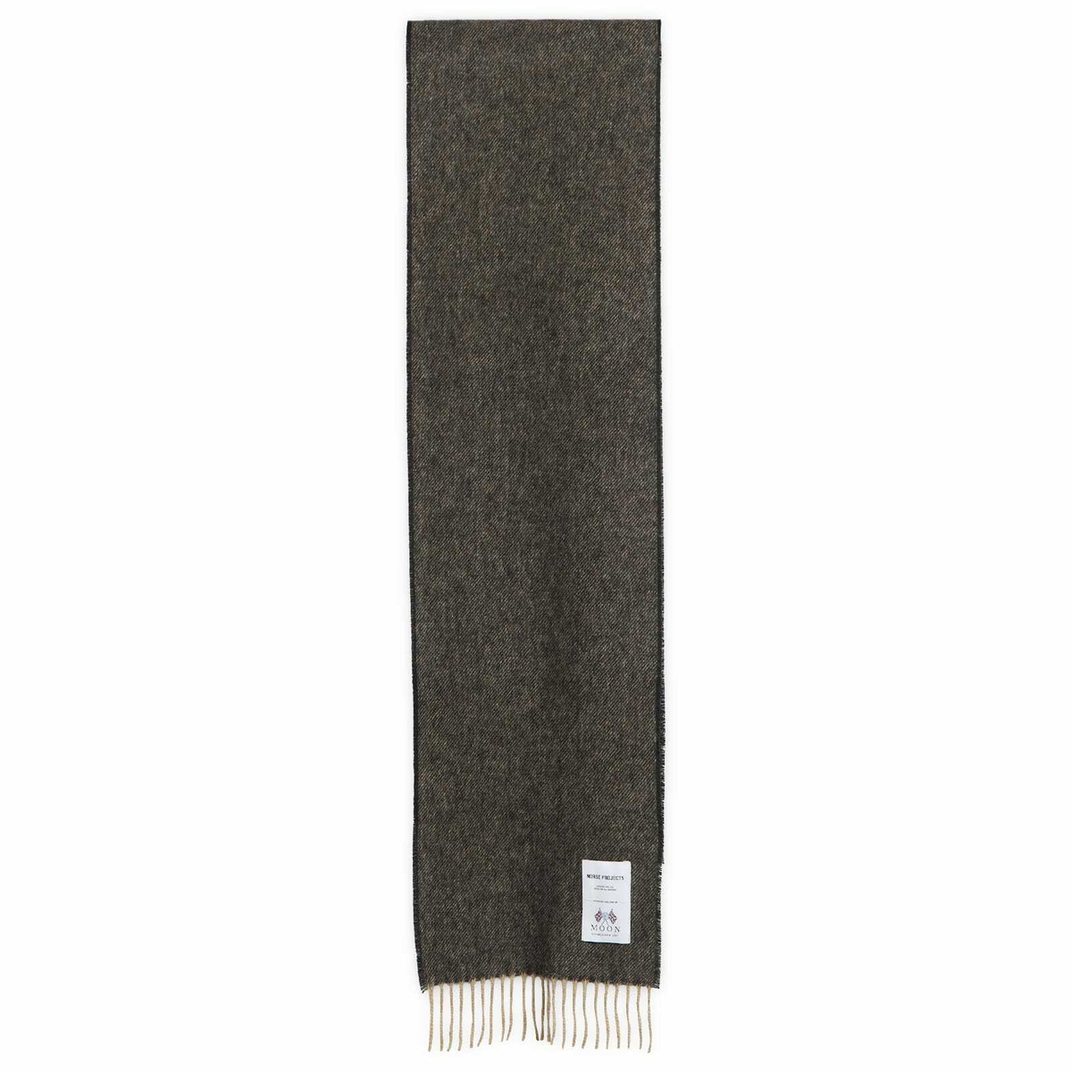 Norse Projects Men's Moon Lambswool Checked Scarf in Taupe Norse