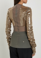 Rick Owens Dennis Sequin-embellished Stretch-mesh top Light Brown