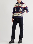 Canadian Sweater Company - Slim-Fit Shawl-Collar Intarsia Wool Zip-Up Sweater - Blue