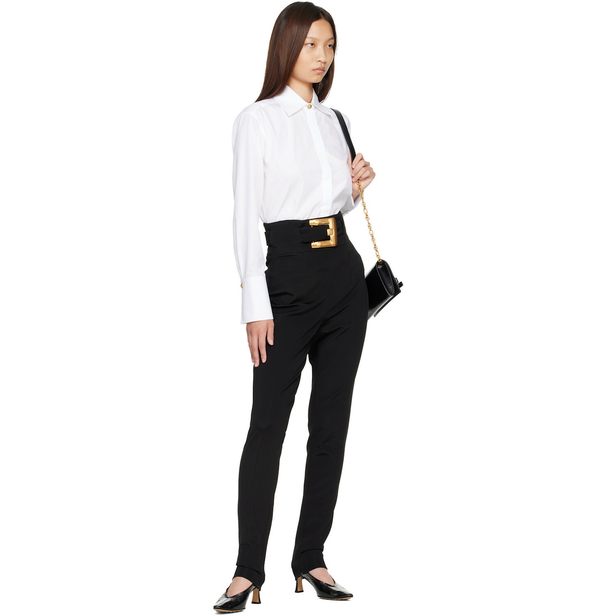 BALMAIN Black Stretch Belt Leggings