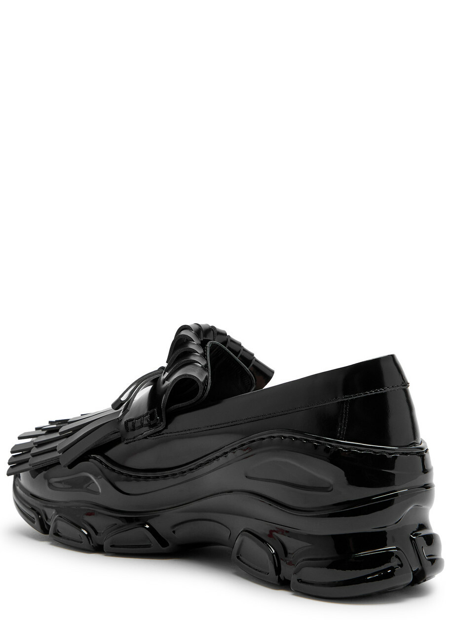 Simone Rocha Tracker Loafer Fringed Leather Sneakers Black