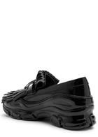 Simone Rocha Tracker Loafer Fringed Leather Sneakers Black