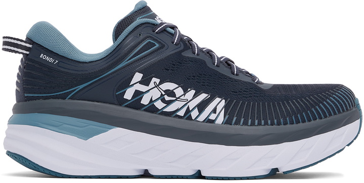 Photo: Hoka One One Navy & Blue Bondi 7 Sneakers