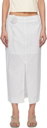 Kijun White Stripe Corsage Maxi Skirt