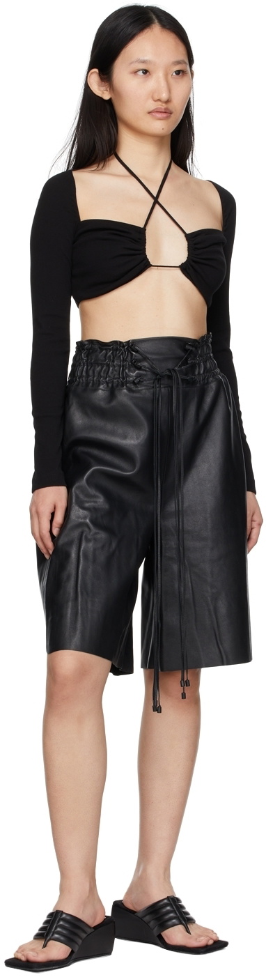 Rosetta Getty Black Cropped Long Sleeve T-Shirt