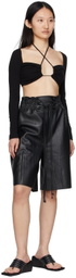 Rosetta Getty Black Cropped Long Sleeve T-Shirt