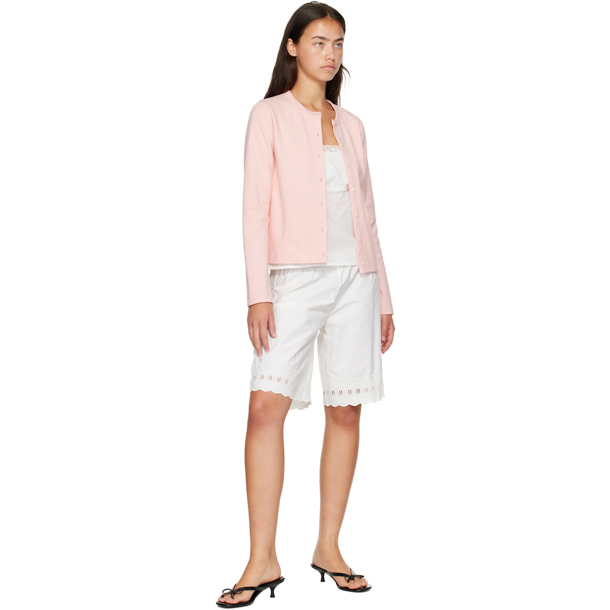 Sandy Liang White Pepita Shorts