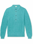 Etro - Virgin Wool-Blend Jacquard Polo Shirt - Blue