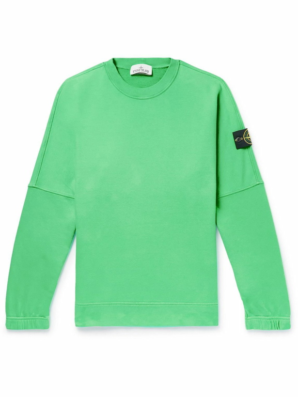 Photo: Stone Island - Logo-Appliquéd Cotton-Jersey Sweatshirt - Green