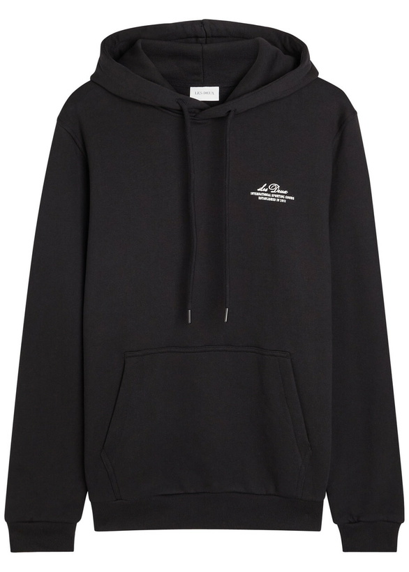 Photo: Les Deux Ben Globe Hooded Cotton Sweatshirt Black