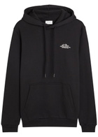 Les Deux Ben Globe Hooded Cotton Sweatshirt Black