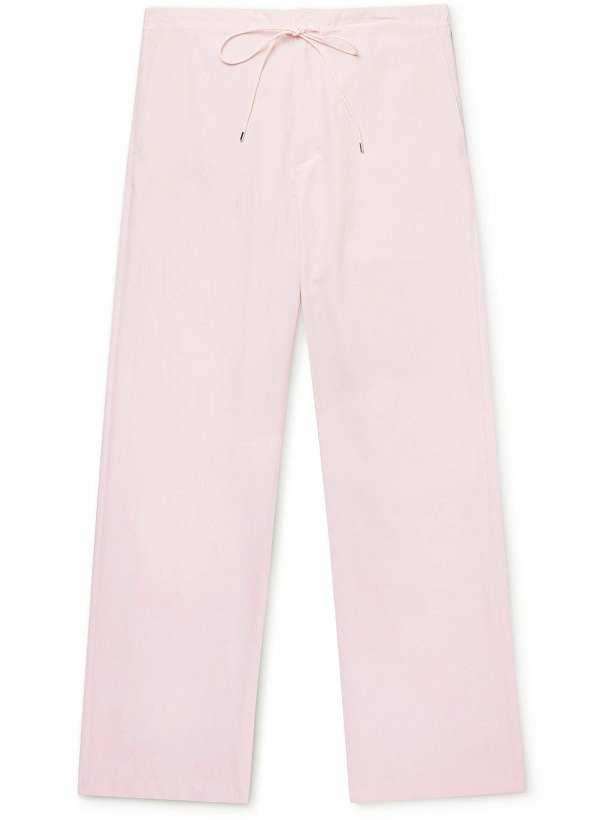 Photo: Auralee - Wide-Leg Cotton-Twill Drawstring Trousers - Pink