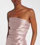 Marmar Halim Caped satin bustier gown