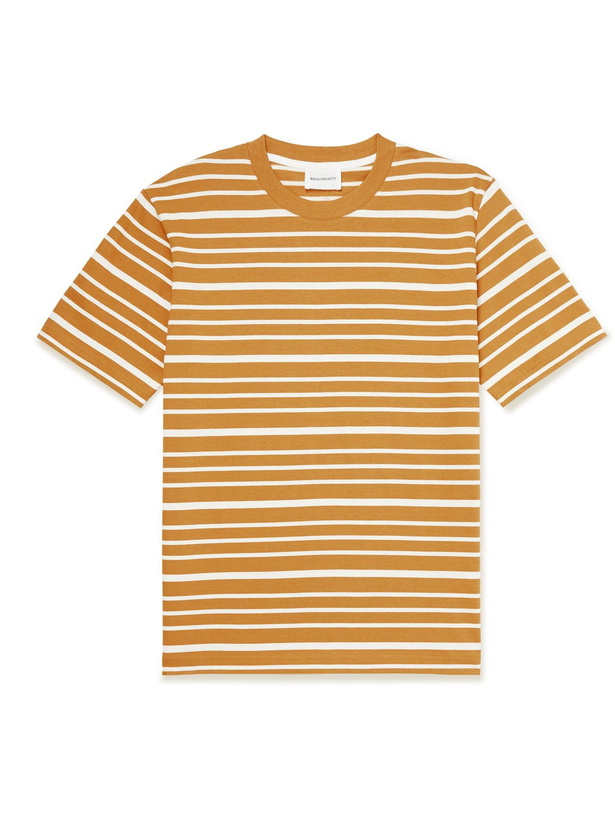 Photo: NORSE PROJECTS - Johannes Striped Cotton-Jersey T-Shirt - Orange