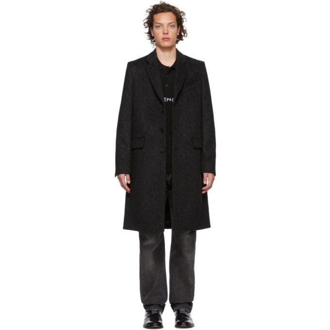 Photo: Givenchy Black and Grey Leopard Wool 3BT Trench Coat