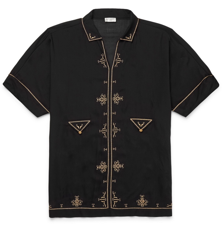 Photo: SAINT LAURENT - Embroidered Voile Shirt - Black