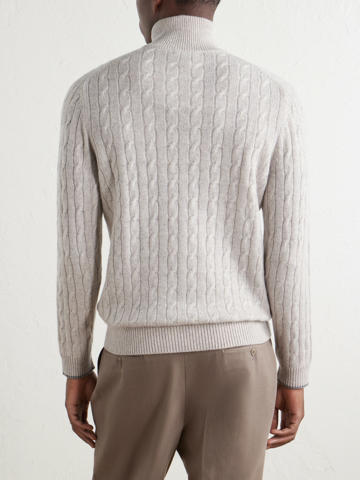N.PEAL - Albemarle Cable Cashmere Half-Zip Sweater - Neutrals