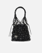 Pinko Evening Handbag With Mesh And Eyelets Limo Black Shiny Nickel