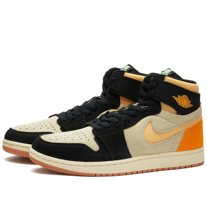 Photo: Air Jordan Men's 1 ZM Air CMFT 2 Sneakers in Muslin/Gold/Black/Orange