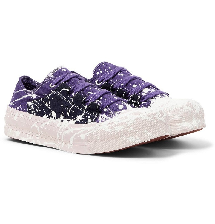 Photo: Needles - Paint-Splattered Canvas Sneakers - Purple