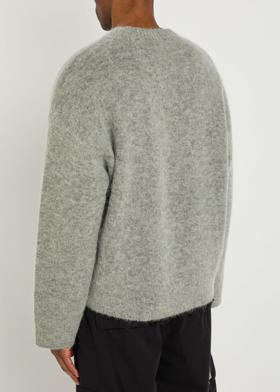 Represent Logo Brushed Alpaca-blend Jumper Grey