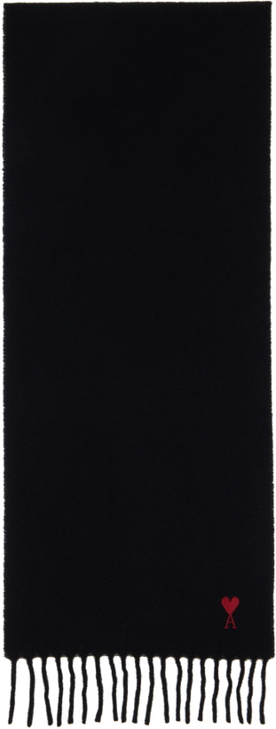 Photo: AMI Paris Black Wool Ami de Coeur Scarf