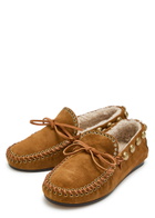 Isabel Marant Fitza Studded Shearling and Suede Loafers Camel