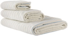 Tekla Off-White Striped Three-Piece Towel Set