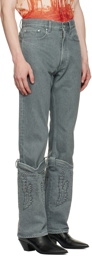 Y/Project Gray Cowboy Cuff Jeans