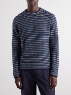 Auralee - Striped Ribbed Wool and Cashmere-Blend Sweater - Blue
