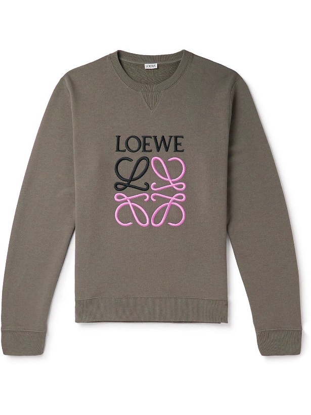 Photo: Loewe - Logo-Embroidered Cotton-Jersey Sweatshirt - Brown