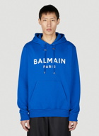 Balmain - Logo Print Hooded Sweatshirt in Blue
