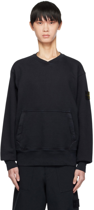 Photo: Stone Island Navy Garment-Dyed Sweatshirt