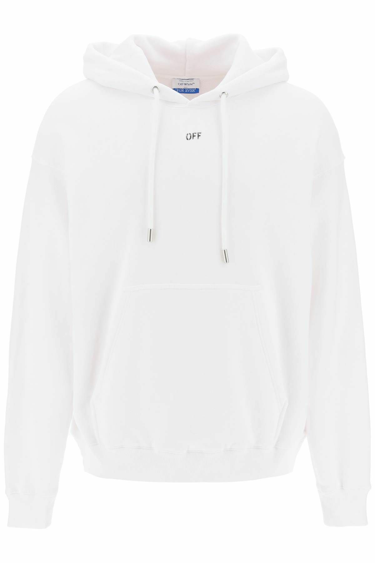 【Off White】 Front and back half logo skate hoodie OFF-WHITE Puffy Logo Skate Hoodie in Black & Citrus | REVOLVE