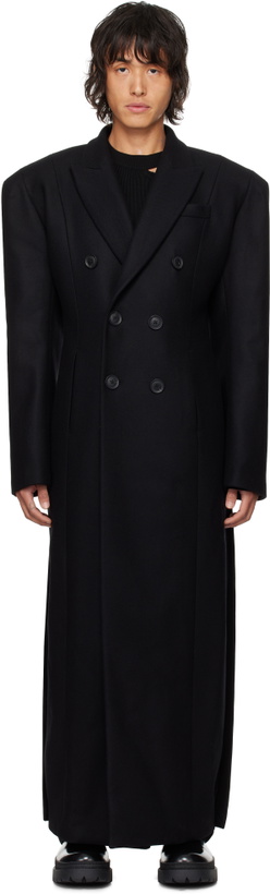 Photo: LGN Louis Gabriel Nouchi Black Double-Breasted 6 Buttons Coat