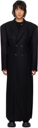 LGN Louis Gabriel Nouchi Black Double-Breasted 6 Buttons Coat