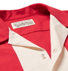 Wacko Maria - Camp-Collar Two-Tone Tencel and Cotton-Blend Twill Shirt - Red