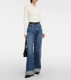 Ulla Johnson Liese ruffled ribbed-knit polo sweater