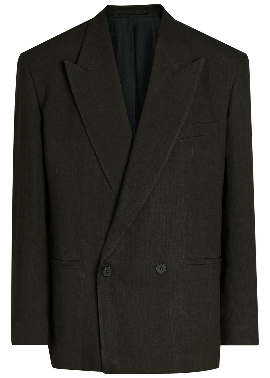 Studio Nicholson Double-breasted Woven Blazer Brown