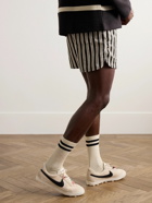 Nike - BODE Scrimmage Straight-Leg Logo-Embroidered Striped Satin Shorts - Black