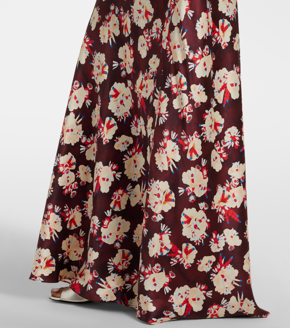 Rabanne Chain-detail floral silk maxi skirt