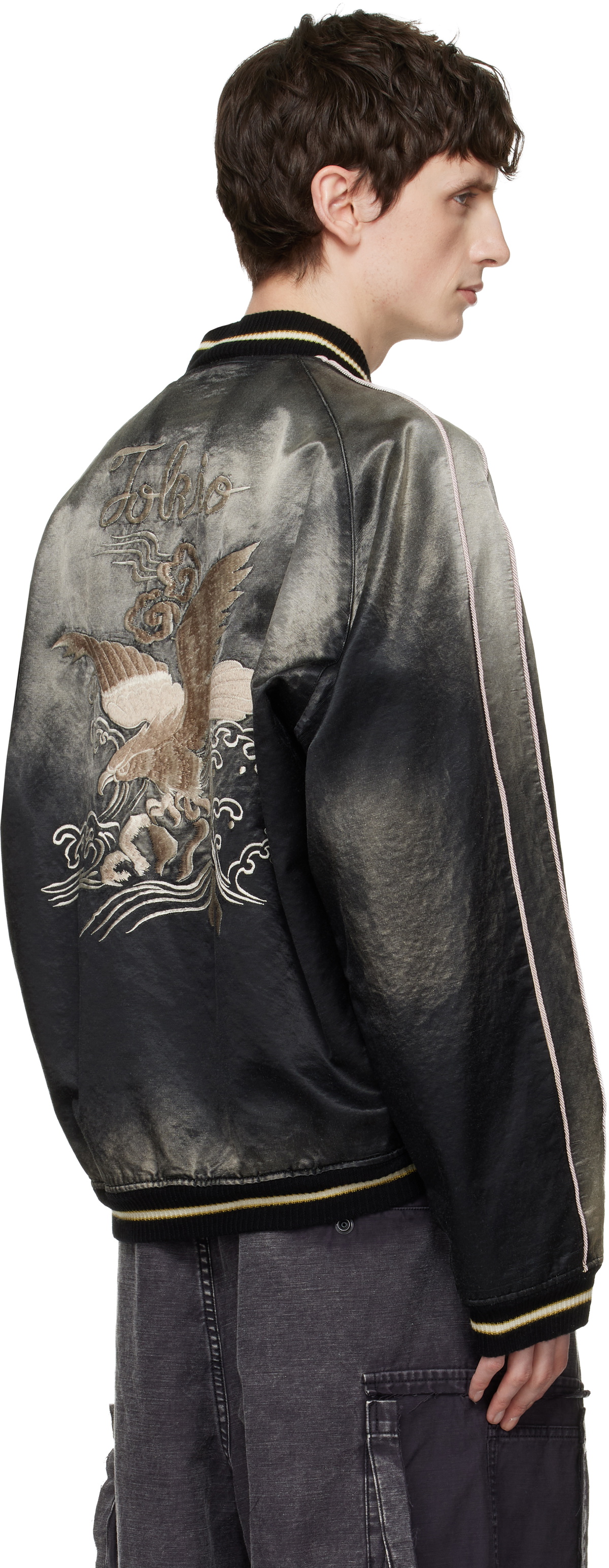Maison MIHARA YASUHIRO Black Sun Faded Like Souvenir Bomber Jacket