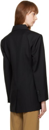 DRAE Black Asymmetric-Button Blazer